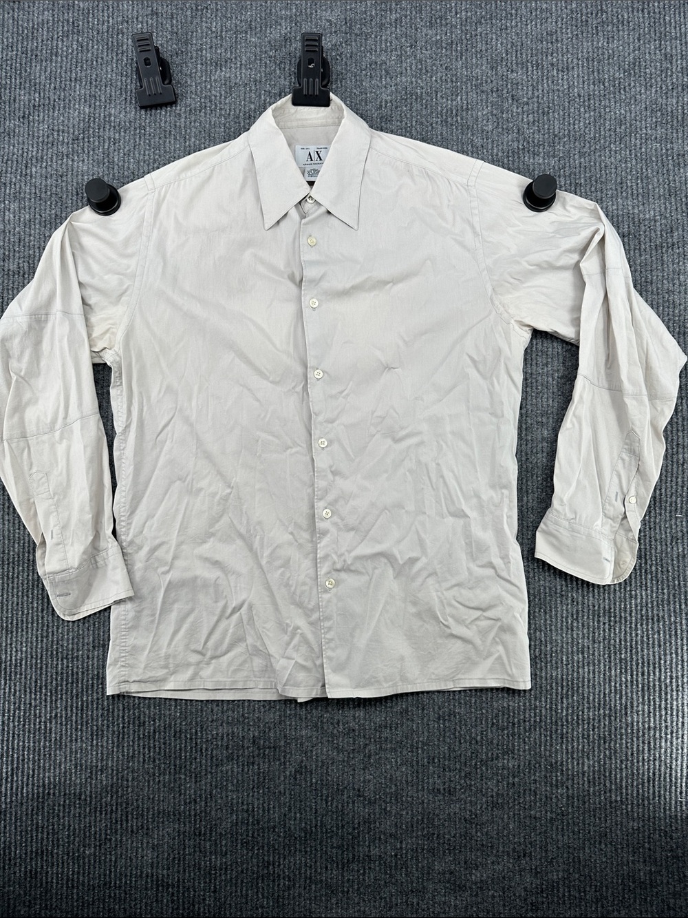 A/X Armani Exchange Men's Light Cream Long-Sleeve Dress Shirt